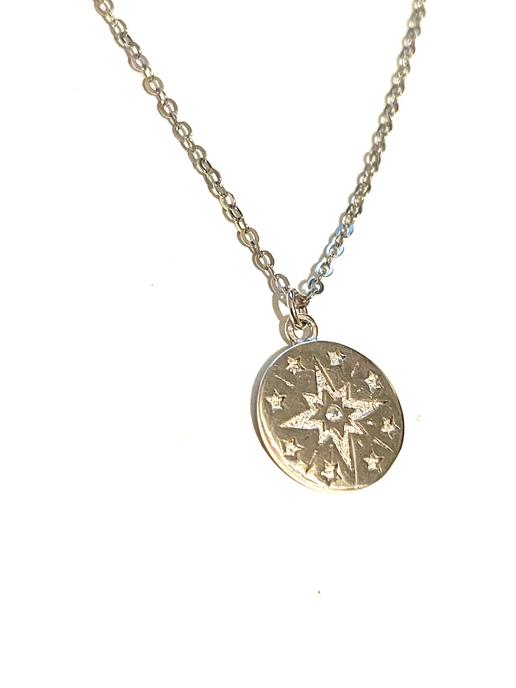 Necklace | Starburst Sterling Silver Coin